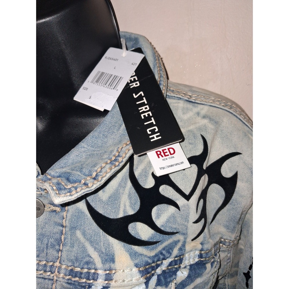 Women's Smoke Rise Olivia Heart Denim Jacket Size L - Picture 7 of 9